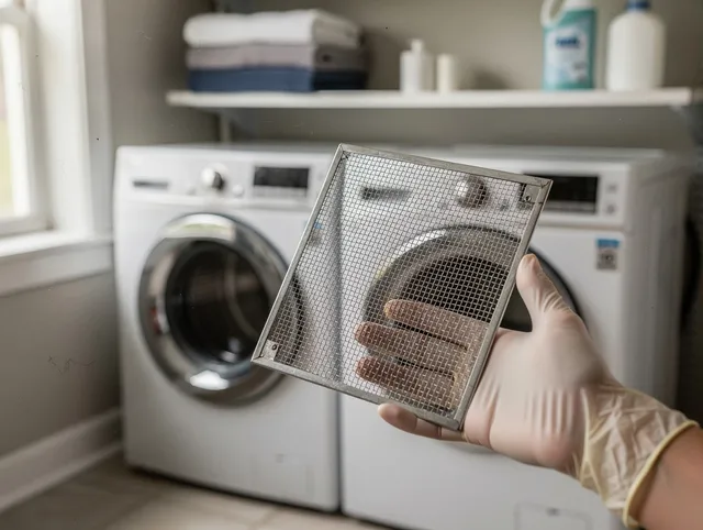 Branford Dryer Vent Cleaning specialist performing detailed lint trap cleaning service in Branford